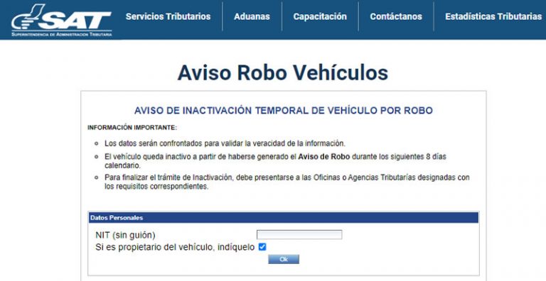 Inactivación de Vehículos por Robo [Trámites SAT]